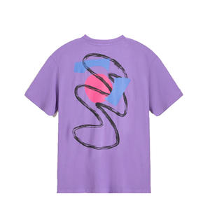 Venta al por mayor 100% algodón hombres Lila color de gran tamaño ajuste serigrafiado camisetas para la venta Top trending hombres algodón camisetas - Product Image 5