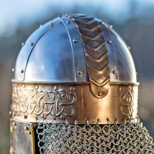 Casco de acero vikingo normando medieval antiguo con casco de armadura de Caballero de cota de malla | Regalo de decoración del hogar por cuchillos de borde - Product Image 3