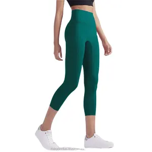 Calça de ioga feminina de cintura alta, calça esportiva flexível de treino 34 para corrida, calça esportiva elástica para academia