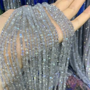 Micro-perles en pierres précieuses naturelles 3mm 4mm, Labradorite noire facettée flash, perles en vrac certifiées par un tiers pour stylos, 8,5'' - Product Image 3