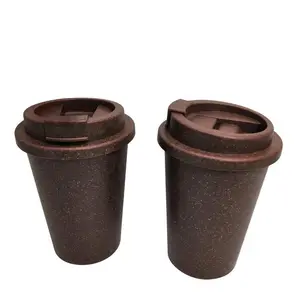 350ml coffee grounds plastic cup bamboo fiber wheat straw coffee cup degradable eco-friendly