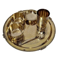 Ensemble de thali en laiton pur 100% fait main, meilleur design, vaisselle en laiton pour la maison, restaurant, service de table, ensemble de service alimentaire