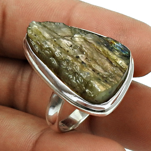 Rough Labradorite Gemstone 925 Sterling <b>Silver</b> Unique Design <b>Ring</b> Custom Order Design <b>Boho</b> Jewelry Manufacturer Indian Exporter - Product Image 2