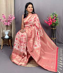 Patola de seda índigo Saree con pieza de blusa de Fabzone - Product Image 4