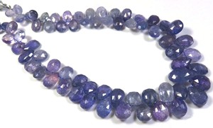 ลูกแพร์ Tanzanite เหลี่ยมเพชรพลอยธรรมชาติ7.5-12มม. 9 "ลูกปัดพลอยแทนซาไนต์แอฟริกัน - Product Image 2