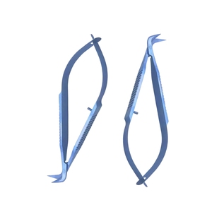 Tijeras manuales curvadas lateralmente, 1 unidad, instrumento microquirúrgico oftálmico para entrenamiento en cirugía ocular |   Certificado por la CCC - Product Image 5