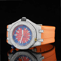Reloj Analógico de Lujo para Hombre, Diseño Personalizado, Hecho a Mano, de Acero Inoxidable, con Diamantes Brillantes y Moissanita, Correa de Caucho