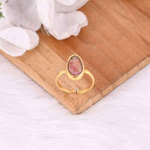 Piedra preciosa de turmalina Natural, Plata de Ley 925 sólida, anillo de moda chapado en oro amarillo, regalo perfecto para ella, joyería de moda - Product Image 4