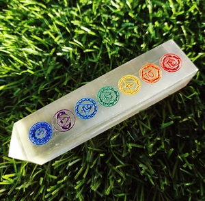 Torre de Selenita Grabada con los Siete Chakras, Piedras de Cristal Rectangulares, Reiki, Pulido, Arte Coleccionable, Obeliscos - Product Image 5