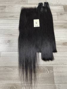 Haute qualité cambodgienne naturelle droite brésilienne brute pour suisse HD dentelle fermeture 55% + rapport cuticule aligné Extensions de cheveux humains - Product Image 3