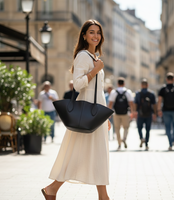 Sac fourre-tout élégant en cuir noir de qualité supérieure avec deux fermetures éclair, style vintage, pour femme, design minimaliste, résistant à l'eau 7