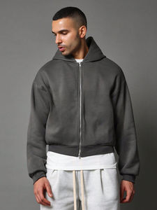 High Street blanc surdimensionné Vintage coton pull fermeture éclair dégradé acide lavage à capuche grande taille hommes sweats à capuche - Product Image 6