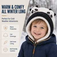 Gorro Acolchado con Cabeza de Animal de Dibujos Animados, Forro de Felpa, Doble Oso, Panda, Conejo, para Niños Pequeños, Precio de Fábrica con MOQ Bajo