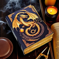 Imprimé 400 Pages Dragon Journal en cuir avec serrure Vintage Fantasy Grimoire Spell Book Handmade Deckle Paper journal à couverture rigide