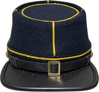 Gorra de Invierno Estilo Kepi del Ejército Civil Estadounidense, con Forro Verde, Bordado a Mano, 100% Lana