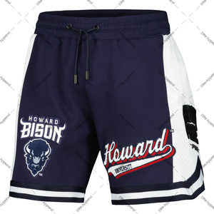 Pantalones cortos atléticos Howard University Bison | Pantalones cortos de gimnasio azul marino | Pantalones cortos bordados HBCU | Game Day Spiritwear - Product Image 1