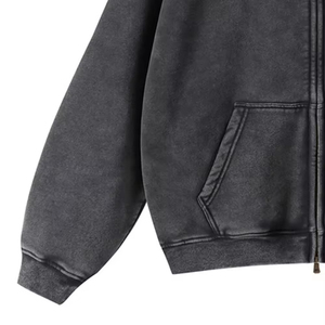 Sudaderas con capucha de invierno para hombre con cremallera, estilo casual digital, venta al por mayor, 100% algodón orgánico, forro polar suave, lavado ácido, con cremallera, MOQ bajo - Product Image 6