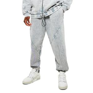 Wholesale 2 Piece Set Sports Polyester Vintage Acid Wash Track Suit <b>Men</b> Slim Fit Tracksuit <b>Zip</b> up <b>Hoodie</b> and Trouser - Product Image 3