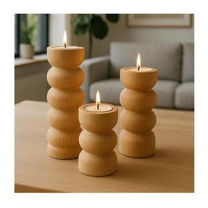 Portavelas de Madera para Velas de Té |   Portavelas, Faroles y Frascos para Velas Hechos a Mano para Decoración del Hogar, Sala de Estar, Dormitorio y Mesa - Product Image 1
