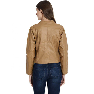 Chaqueta de piel de oveja para mujer nueva y elegante a la moda del fabricante al por mayor, ropa cómoda con mangas completas estampadas - Product Image 2
