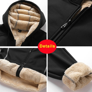 2024 nuevo chándal sólido transpirable de lana de invierno para hombre con capucha, ropa deportiva con cremallera, + Pantalones Sudadera con capucha, conjuntos de Jogger de 2 piezas 8XL - Product Image 4
