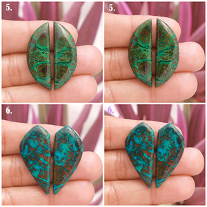 ต่างหูพลอยคริสโคลาธรรมชาติ DHORGEMS รูปทรงคาโบชอง สีฟ้า-เขียว รูปทรงมาร์ควิส/ลูกแพร์/วงรี/ทรงแฟนซี - Product Image 6