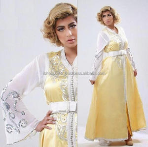 Caftan à broderie lourde caftan marocain vêtements islamiques caftan perlé tissu de conception de broderie avec ceinture - Product Image 1