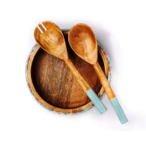 Ensemble de table en bois fait main et outils de salade taille 30x30 pour une utilisation en cuisine à domicile - Product Image 3