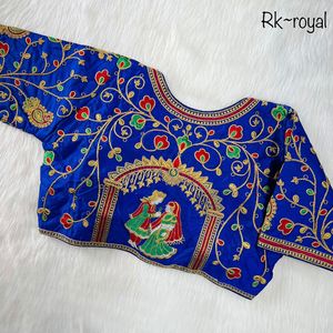 เสื้อเบลาส์ผ้าไหมหนาพิเศษสำหรับเจ้าสาวเสื้อเบลาส์ปักลายเปิดด้านหน้าบุนวมสำหรับปาร์ตี้อินเดียส่าหรีชั้นนำของอินเดียขายส่ง - Product Image 5