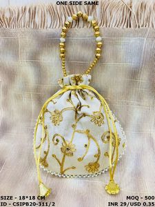 กระเป๋างานปาร์ตี้ขนาดเล็กทำด้วยมือปักอย่างหรูหราแบบอินเดียกระเป๋าคลัทช์ผ้าฝ้ายซับในผ้าสำหรับงานแต่งงานและงานเฉลิมฉลองใช้ตอนเย็น - Product Image 4