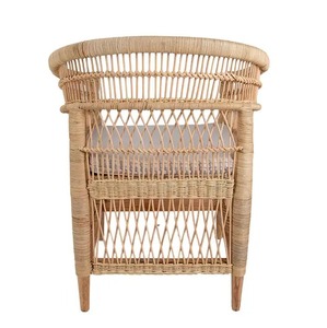 Chaise baril en rotin naturel tissé à la main avec coussins Fauteuil Boho moderne pour intérieur et extérieur - Product Image 4