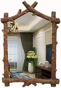 Azora Industries Customized Simple Creative Design Wooden Wall <b>Mirror</b> Eco-Friendly Stylish Modern Look - Product Image 2