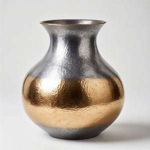 Juego de jarrones elegantes GlowTide, jarrón de suelo de Metal Chapado en plata con encanto Vintage con diseño en relieve Floral, decoración del hogar, declaración de acento - Product Image 3