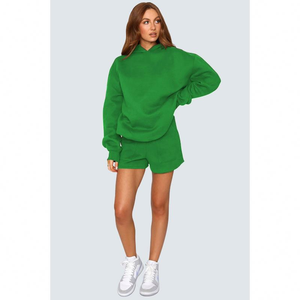 <b>Women's</b> Customized Logo <b>Long</b> Sleeved Sportswear Two-Piece Set Plain Casual <b>Shorts</b> with Digital Printing - Product Image 4