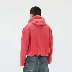 เสื้อมีฮู้ดแบบหลวมสำหรับผู้ชายเสื้อฮู้ดสีซีดจางพิมพ์ลายแนวสตรีทฤดูใบไม้ร่วง/ฤดูหนาวโลโก้แบบกำหนดเอง - Product Image 4