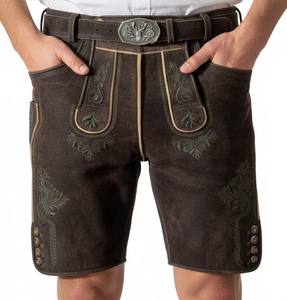 Pantalones Cortos de Cuero de Cabra Antiguos Bávaros, Transpirables, para Hombre, para el Oktoberfest - Product Image 5