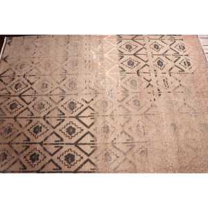 Vintage Area Rug 4.1x5.9 ft, <b>Brown</b> Patchwork Turkish <b>Wool</b> Rug - Product Image 4