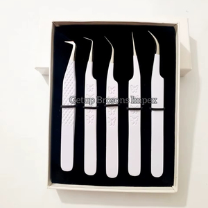 Pince à épiler pour extensions de cils de haute qualité, différents styles, revêtement en poudre blanche avec impression papillon, logo personnalisé, instrument de beauté - Product Image 3