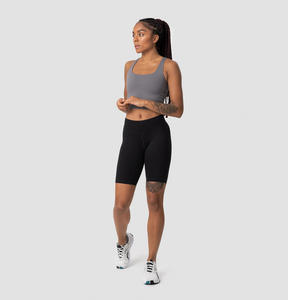 Short de motard de compression noir pour femmes | Short de yoga d'entraînement taille haute - Product Image 4