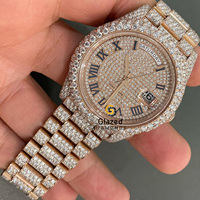 Montre Hip Hop Moissanite Édition Limitée Luxe Mouvement Mécanique Japonais Date Automatique Analogique 41MM Acier Inoxydable Saphir
