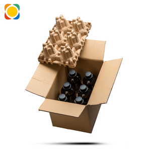 Bandeja de pulpa de vino moldeada ecológica, botella de papel reciclado, embalaje, pulpa de cerveza, envío de vino para protección de envío. - Product Image 5