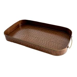 Plateau de service en laiton au design antique d'inspiration vintage pour une table luxueuse et des accents décoratifs uniques - Product Image 2