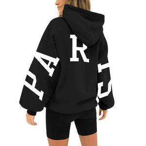 OEM/ODM sudaderas con capucha de gran tamaño para mujer estilo holgado pulóver Streetwear Sudadera con capucha suave y cómoda tela de lana logotipo personalizado - Product Image 4