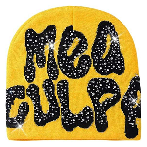 <b>Caps</b> Beanie Stones <b>Caps</b> DIY Bling Rhinestone <b>Winter</b> Warm Skull <b>Cap</b> Pullover Hat Men Women Letter Graphic Y2K Beanie Knitted Hats - Product Image 1
