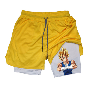 Short de gymnastique respirant avec poches pour hommes Short de performance athlétique 2 en 1 Jaune Séchage rapide Stretch Workout Running Jogging - Product Image 2
