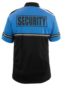 FIRST CLASS <b>SECURITY</b> <b>BADGE</b> and PATCH TWO TONE BIKE PATROL POLO SHIRT WITH ZIPPER POCKET and REFLECTIVE HASH STRIPES - Product Image 6