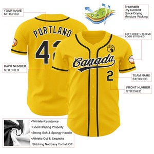 Camiseta de béisbol auténtica amarilla negra-blanca personalizada - Product Image 4