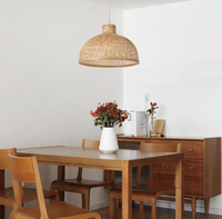 Lampe suspendue en bambou LED moderne, vente chaude, abat-jour en osier pour la décoration de la maison, éclairage de plafond carré pour le salon