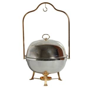 Elegante Calentador de Comida Redondo de Acero Inoxidable Negro, Servidor de Buffet con Soporte Colgante para Eventos de Catering en Hoteles y Restaurantes - Product Image 5