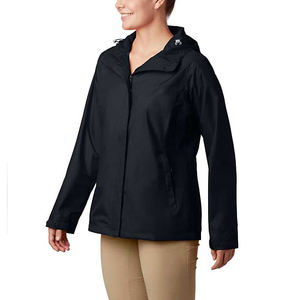 2022 femmes léger imperméable imperméable veste brodé rayure décoration Nylon doublure capuche utilisation extérieure plaine teint - Product Image 1
